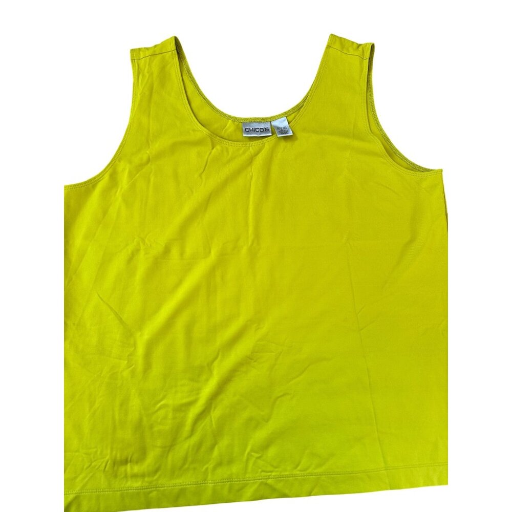Chicos Womens  Size 3 Lime Green Tank Top 16/18 Nylon/Spandex Stretch Sleeveless - Picture 5 of 6